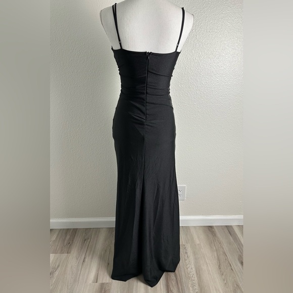 La Scala Long Dress Pleated Spaghetti Strap Side Leg Slit Size Small - Picture 5 of 9